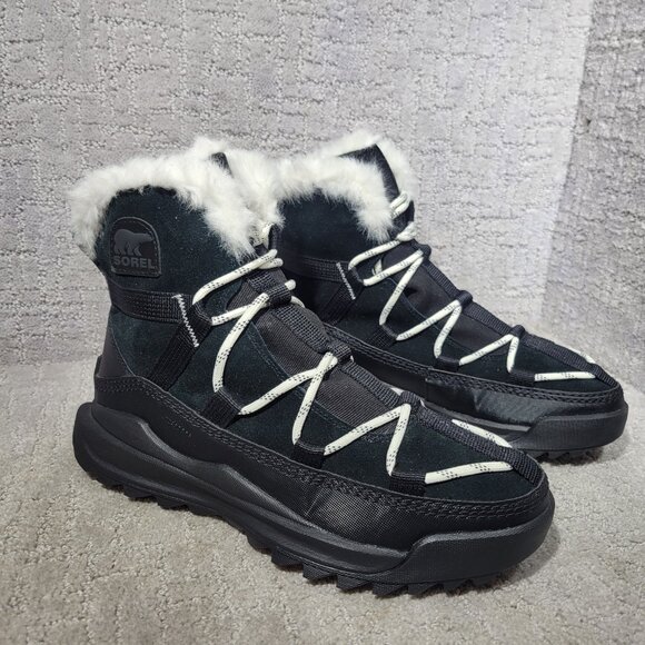 Sorel Ona RMX Glacy Womens US Size 10 Black Faux Fur Waterproof Mid Winter Boots - Picture 1 of 11